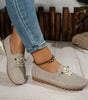 Mocassin Confort à Lacets Décoratifs en Similicuir pour Femme
