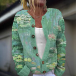 Cardigan en laine et coton à imprimé pour femmes