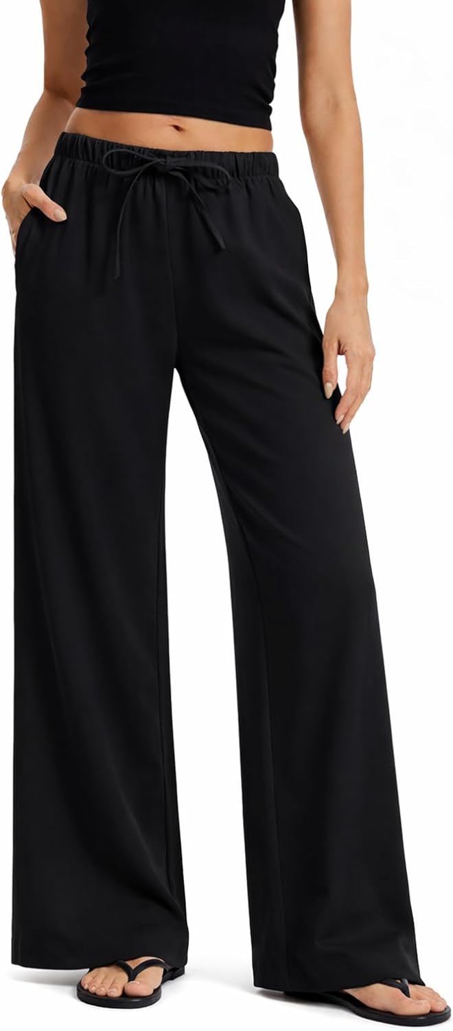 Pantalon large fluide en crêpe pour femmes