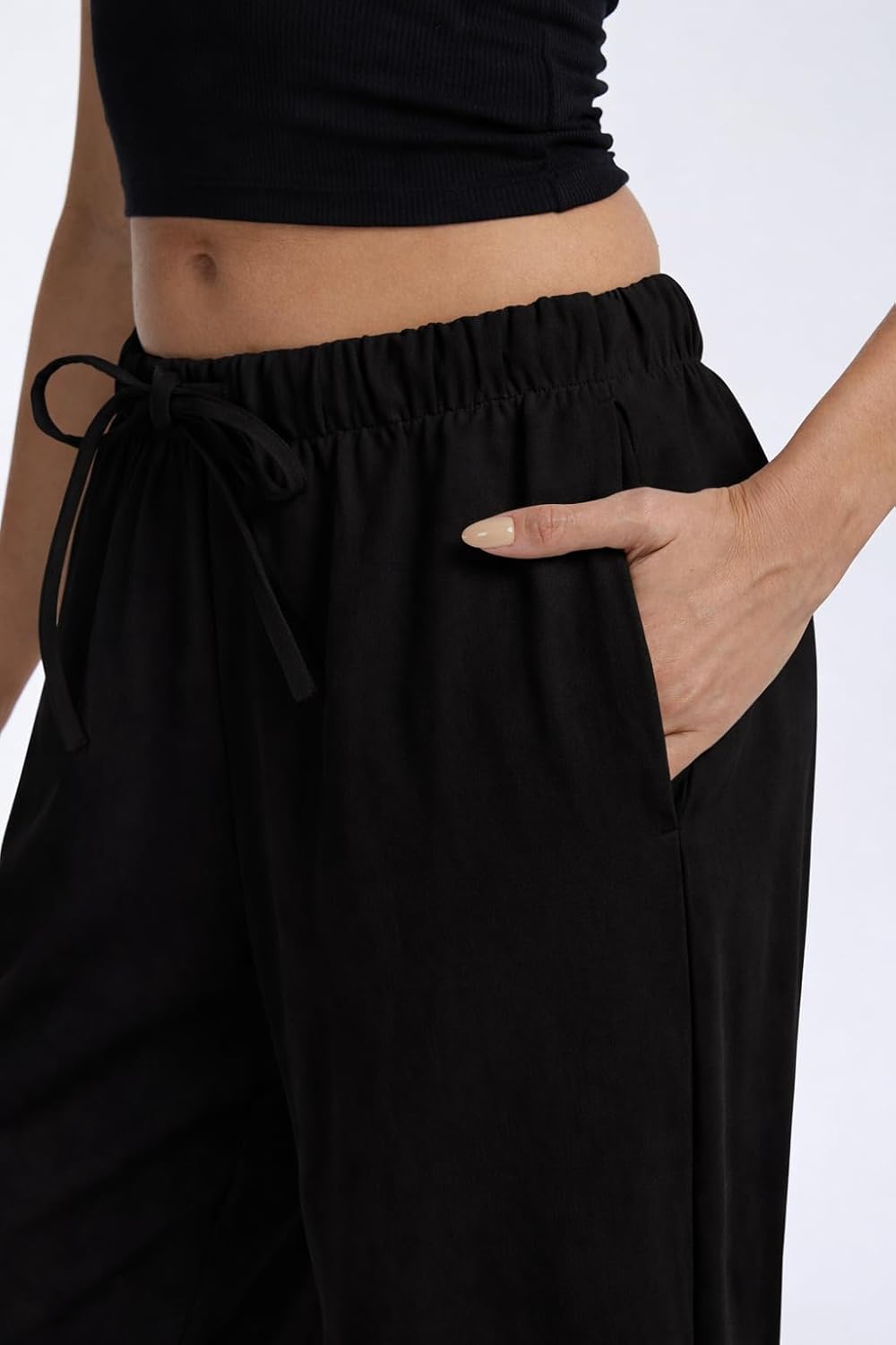 Pantalon large fluide en crêpe pour femmes