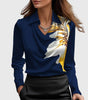 Blouse Satin à Manches Longues pour Femmes