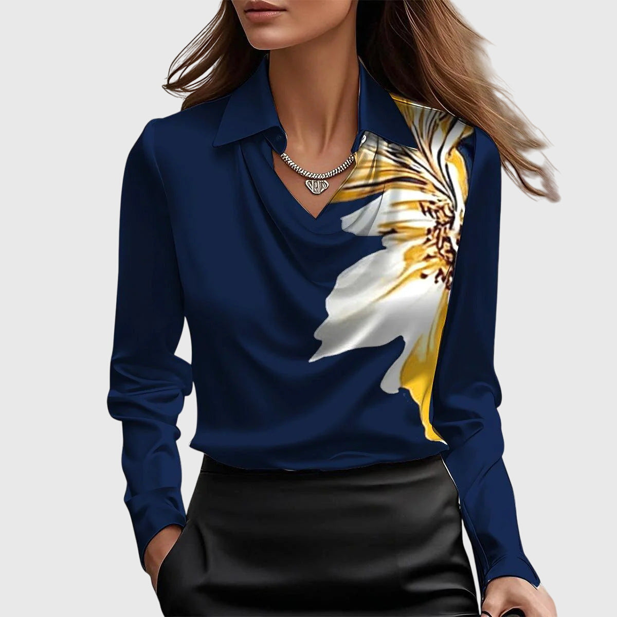 Blouse Satin à Manches Longues pour Femmes