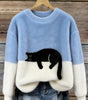Pull décontracté avec motif chat pour femmes