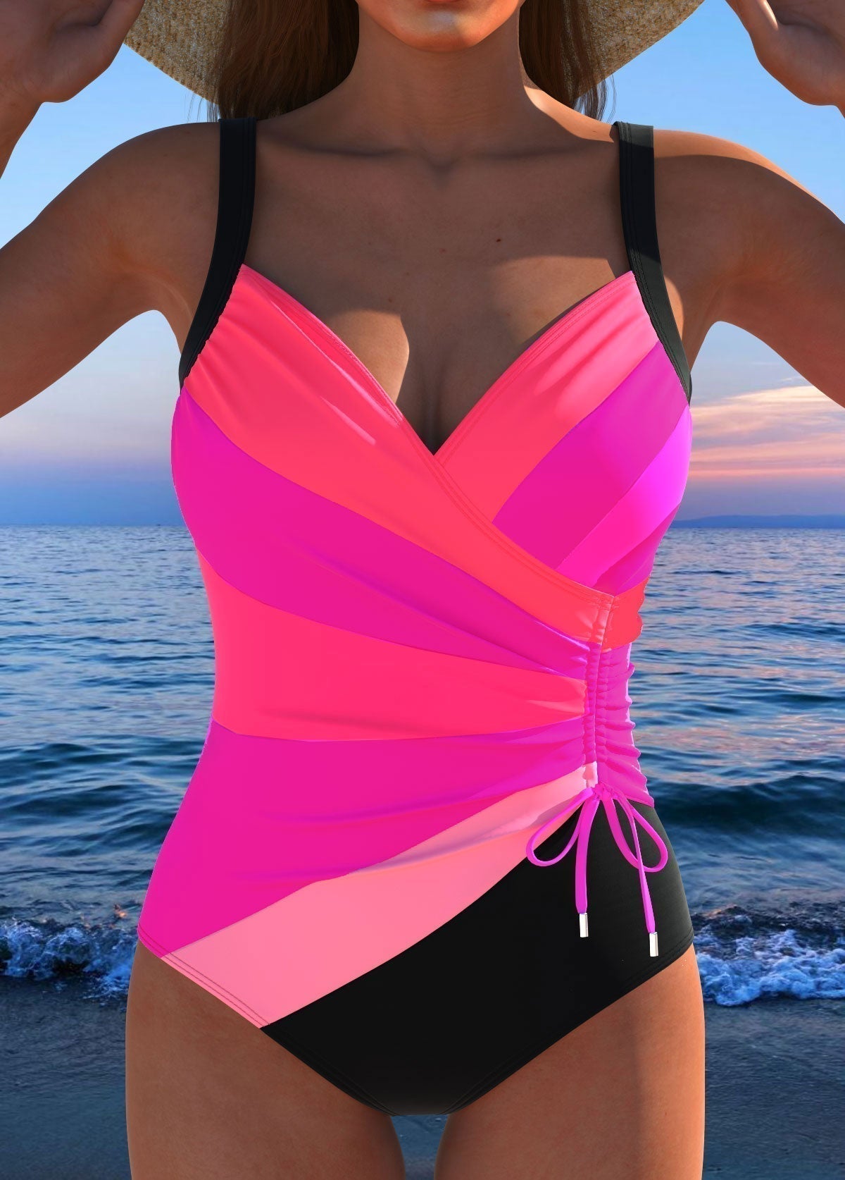 Maillot de Bain Imprimé Décolleté Croisé pour Femme