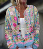 Cardigan en laine et coton à imprimé pour femmes