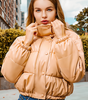 Doudoune Courte en Simili Cuir Coupe Ample à Col Montant pour Femme