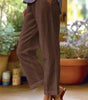 Pantalon droit en coton et lin pour femmes