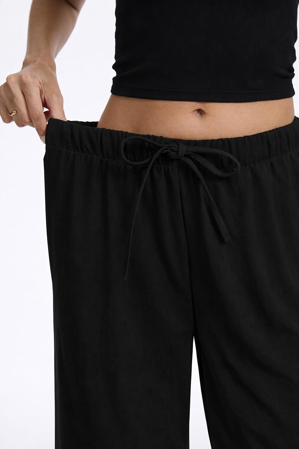 Pantalon large fluide en crêpe pour femmes