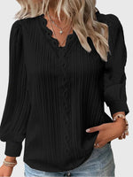 Blouse Pull-over à Col V avec Dentelle pour Femmes