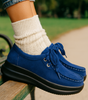 Mocassin Confort à Lacets et Semelle Plateforme en Suédine pour Femme