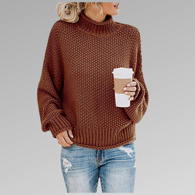 Pull Oversize en Maille à Col Montant pour Femme