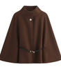 Cape Manteau Ceinturé à Manches Chauve-Souris pour Femmes