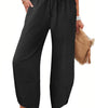 Pantalon Fluide Taille Haute à Taille Élastique pour Femme