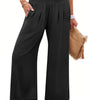 Pantalon Palazzo Fluide et Taille Haute avec Poches pour Femme