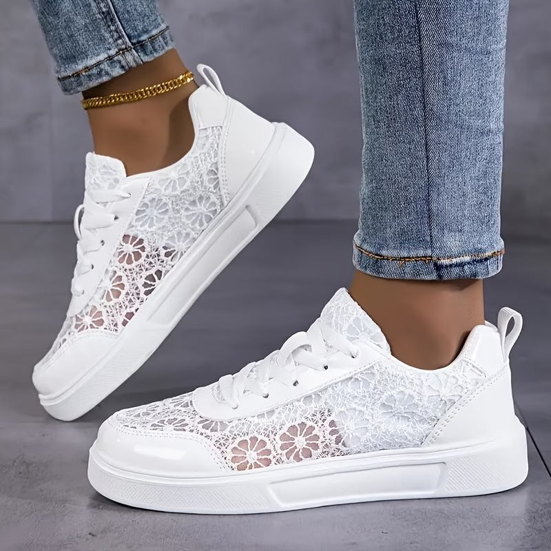 Baskets en Dentelle Florale et Lacets pour Femme