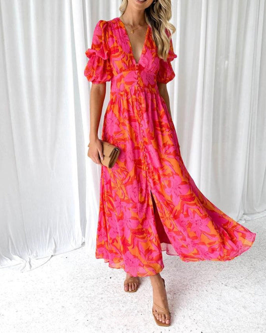 Robe Longue à Imprimé Floral pour Femmes