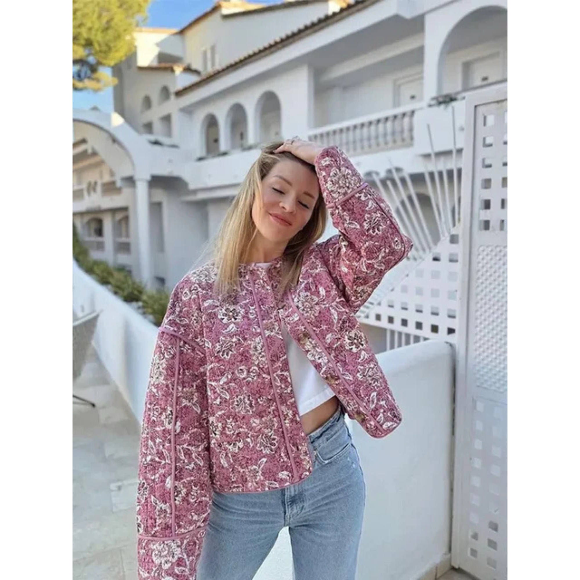 Veste Matelassée Oversize Fleurie pour Femme