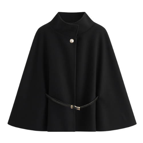 Cape Manteau Ceinturé à Manches Chauve-Souris pour Femmes