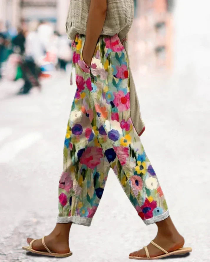 Pantalon Imprimé Floral avec Poches pour Femme | Idéal pour les Journées Décontractées