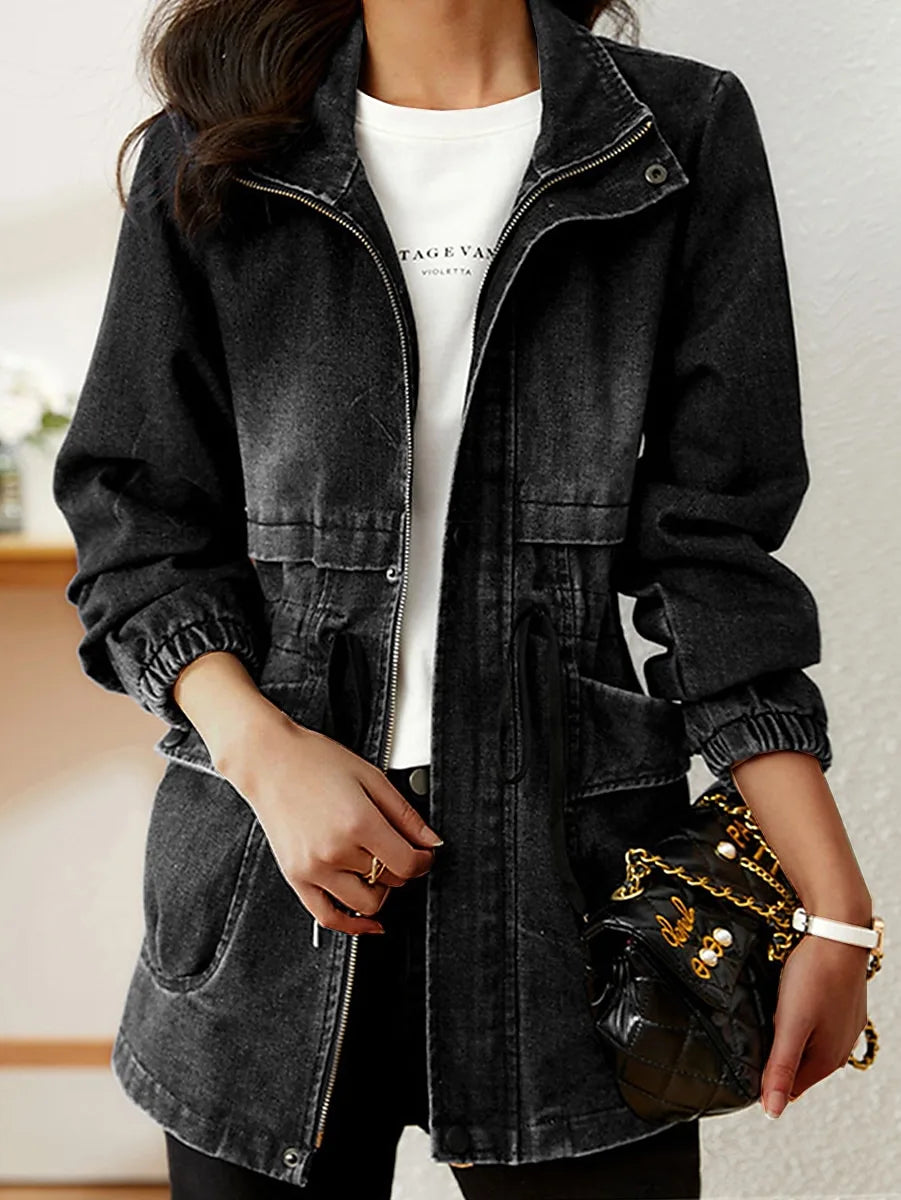 Veste en denim soulignant la taille pour femmes