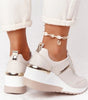 Basket Compensée Confort en Simili Cuir pour Femme