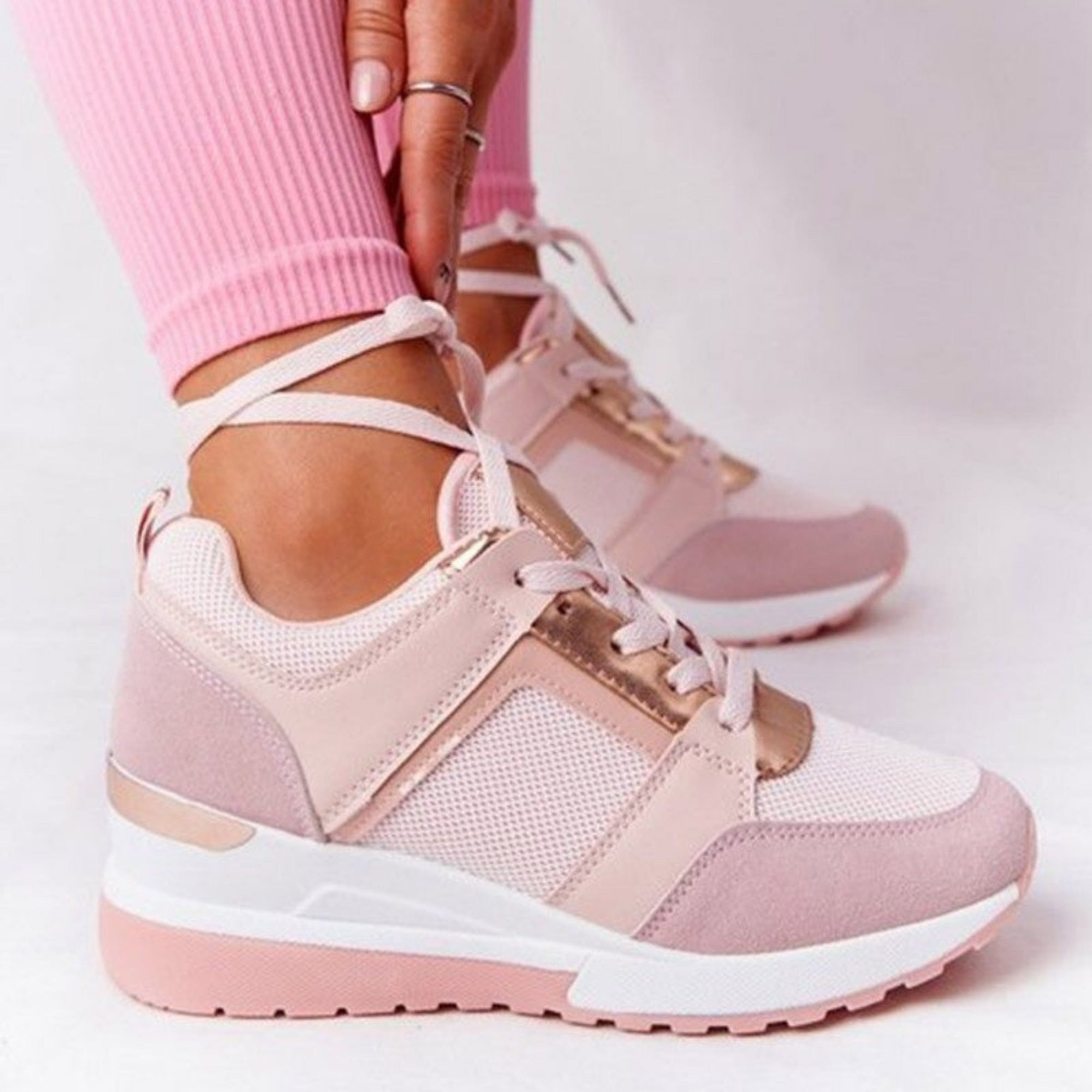 Basket Compensée Confort en Simili Cuir pour Femme