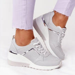 Basket Compensée Confort en Simili Cuir pour Femme