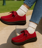 Mocassin Confort à Lacets et Semelle Plateforme en Suédine pour Femme