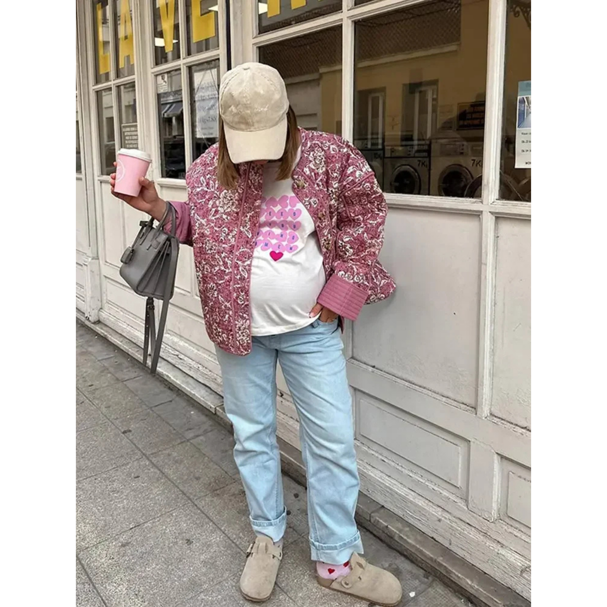 Veste Matelassée Oversize Fleurie pour Femme