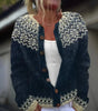 Cardigan en laine et coton à imprimé pour femmes