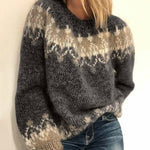 Pull Jacquard à Col Rond et Coupe Ample pour Femme