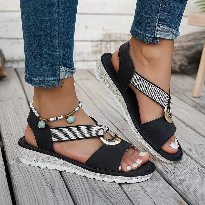 Sandales Ouvertes avec Boucle Métallique pour Femme | Idéale pour l'Été