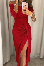 Robe Longue Fendue Off-Shoulder pour Femme | Idéale pour les Sorties