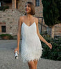Robe Mini à Détails en Plumes pour Femmes