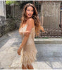 Robe Mini à Détails en Plumes pour Femmes