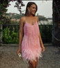 Robe Mini à Détails en Plumes pour Femmes