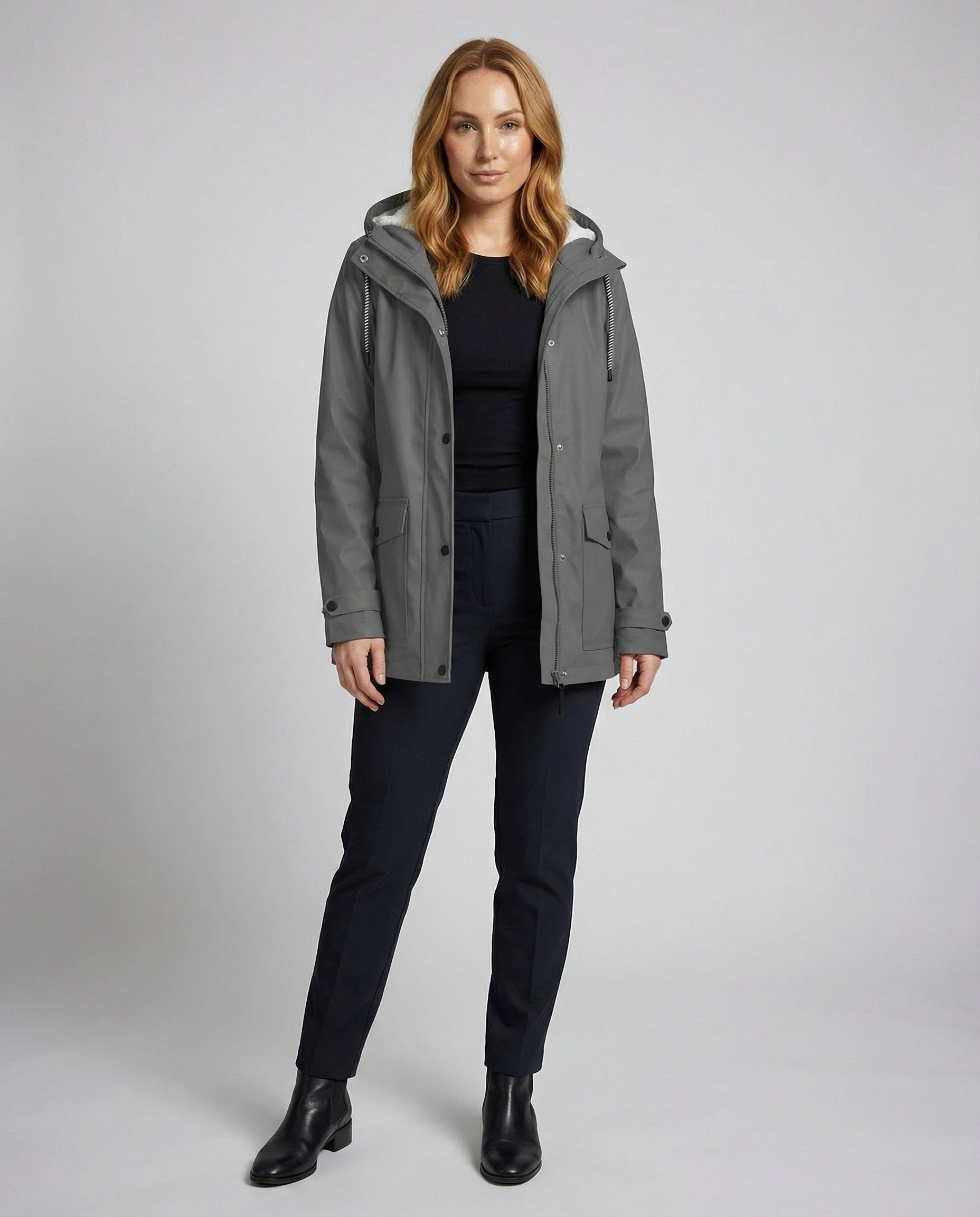Parka Oversize à Capuche et Fausse Fourrure pour Femme