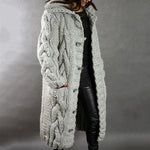 Gilet Long à Capuche en Grosse Maille pour Femme