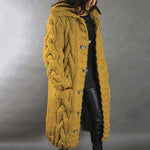Gilet Long à Capuche en Grosse Maille pour Femme