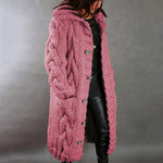 Gilet Long à Capuche en Grosse Maille pour Femme