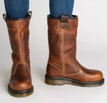 Bottine Mi-Mollet en Simili Cuir pour Femme