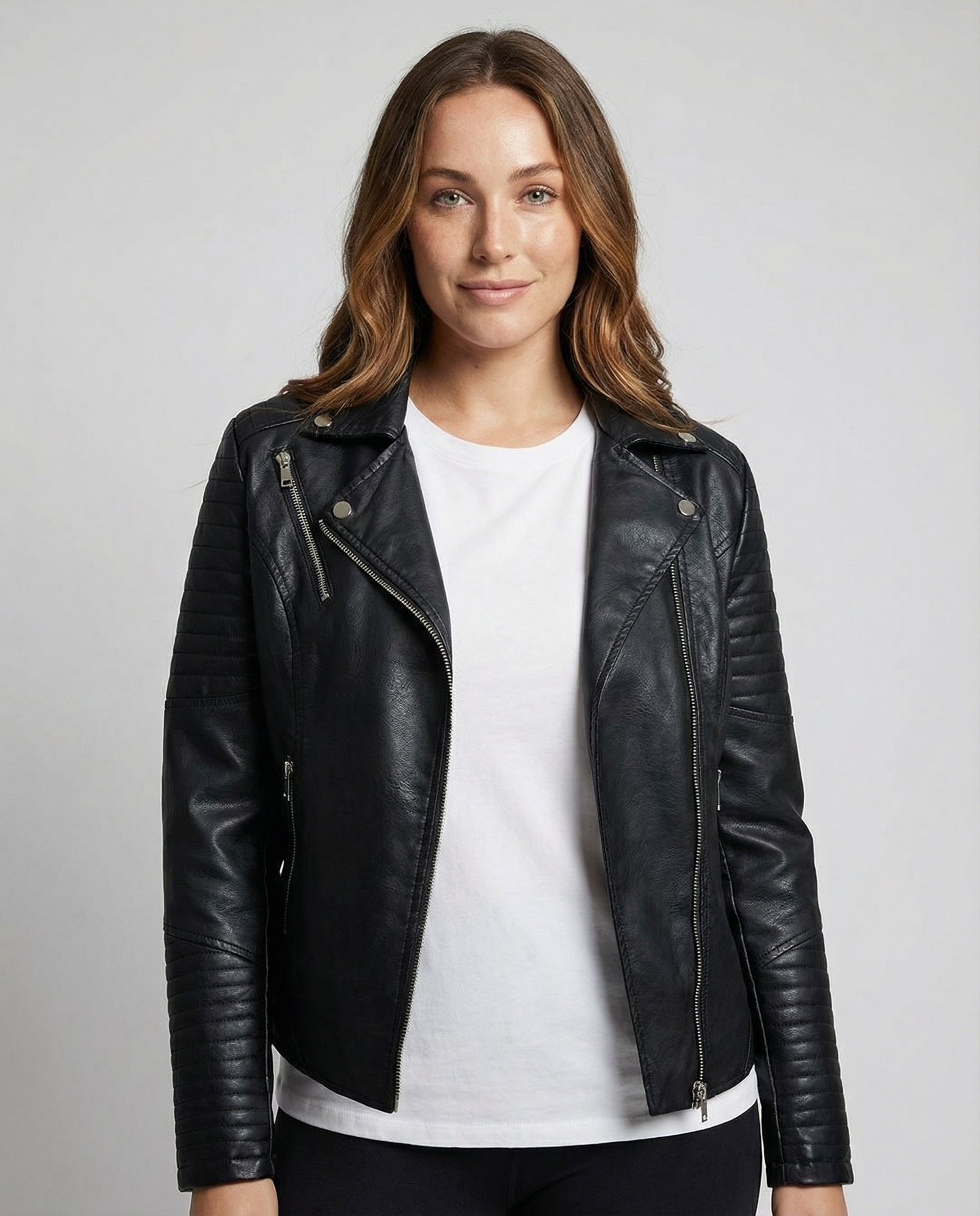 Veste Motard Perfecto Asymétrique en Simili Cuir pour Femme