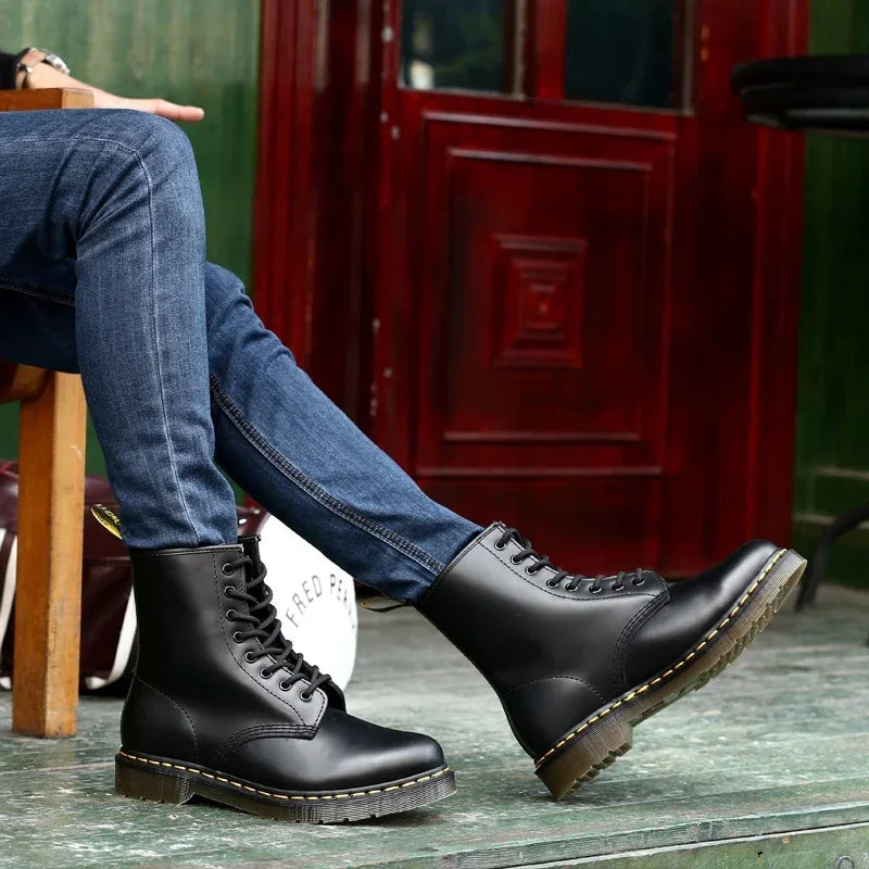 Bottes Martin à Lacets en Cuir pour Femme