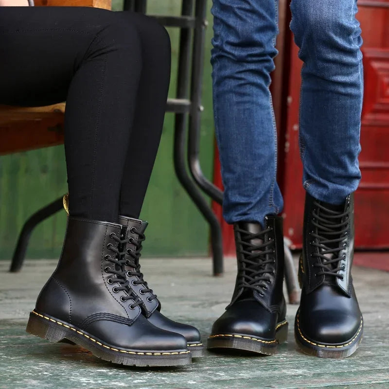 Bottes Martin à Lacets en Cuir pour Femme