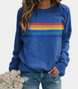 Sweat-shirt à rayures colorées à manches longues pour femmes