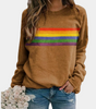 Sweat-shirt à rayures colorées à manches longues pour femmes