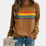 Sweat-shirt à rayures colorées à manches longues pour femmes