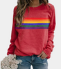 Sweat-shirt à rayures colorées à manches longues pour femmes
