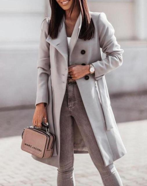 Manteau long femme avec ceinture