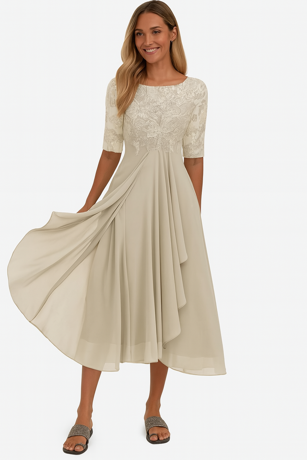 Robe Midi Évasée en Dentelle pour Femme | Idéale pour le Quotidien